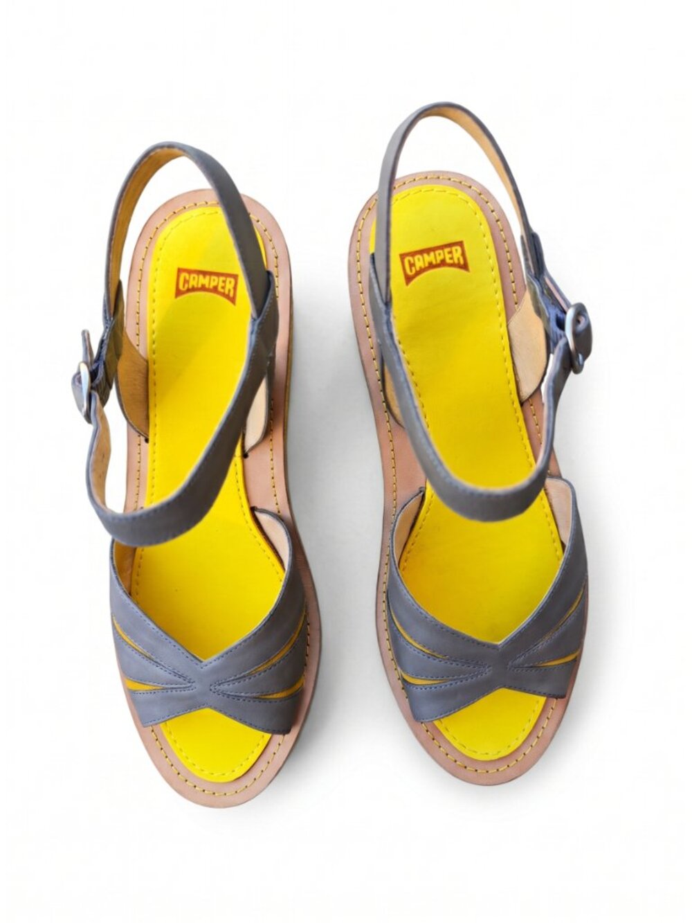 Camper Filippa Low Leather Colorblock Wedge Sandals EU 40 US 10 NIB